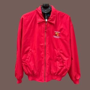Vintage Tri-Mountain Red Stanford GSB Embroidered Zip Jacket Size M
